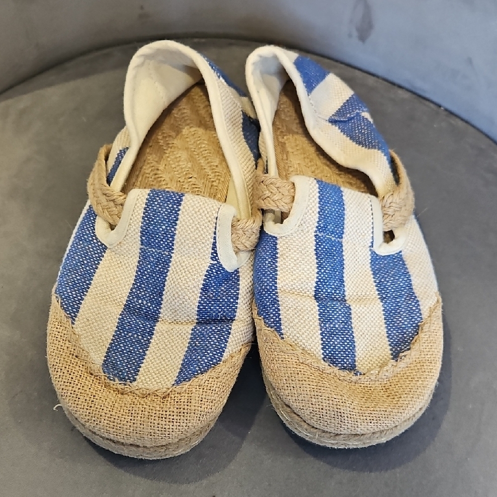 2/$10 Funky Blue and White Striped Espadrilles